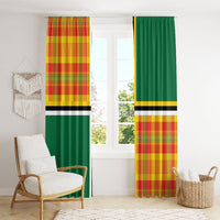 Dominica Creole Day Window Curtain Coat Of Arms Madras Plaid Pattern