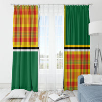 Dominica Creole Day Window Curtain Coat Of Arms Madras Plaid Pattern