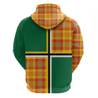 Dominica Creole Day Zip Hoodie Coat Of Arms Madras Plaid Pattern