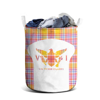 US Virgin Islands Laundry Basket Eagle Madras Pattern