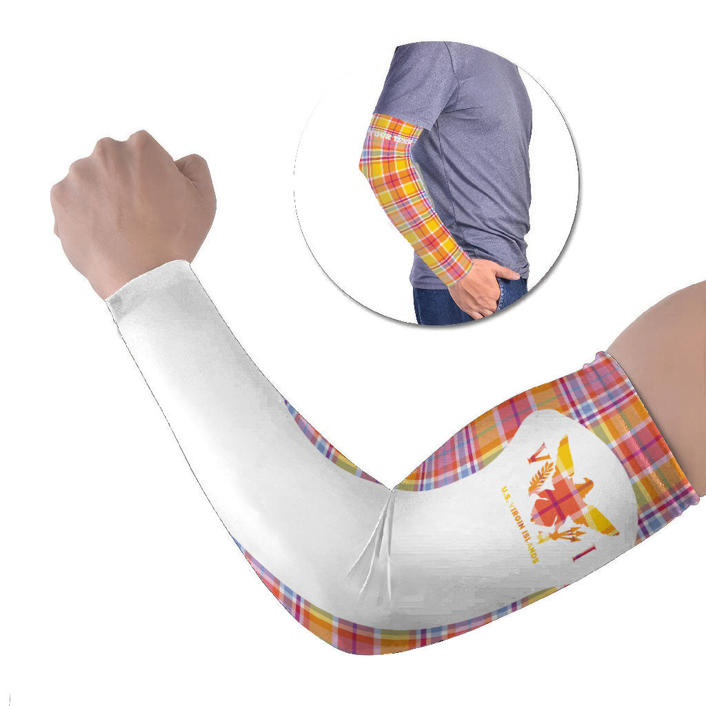 Personalized US Virgin Islands Arm Sleeves Eagle Madras Pattern