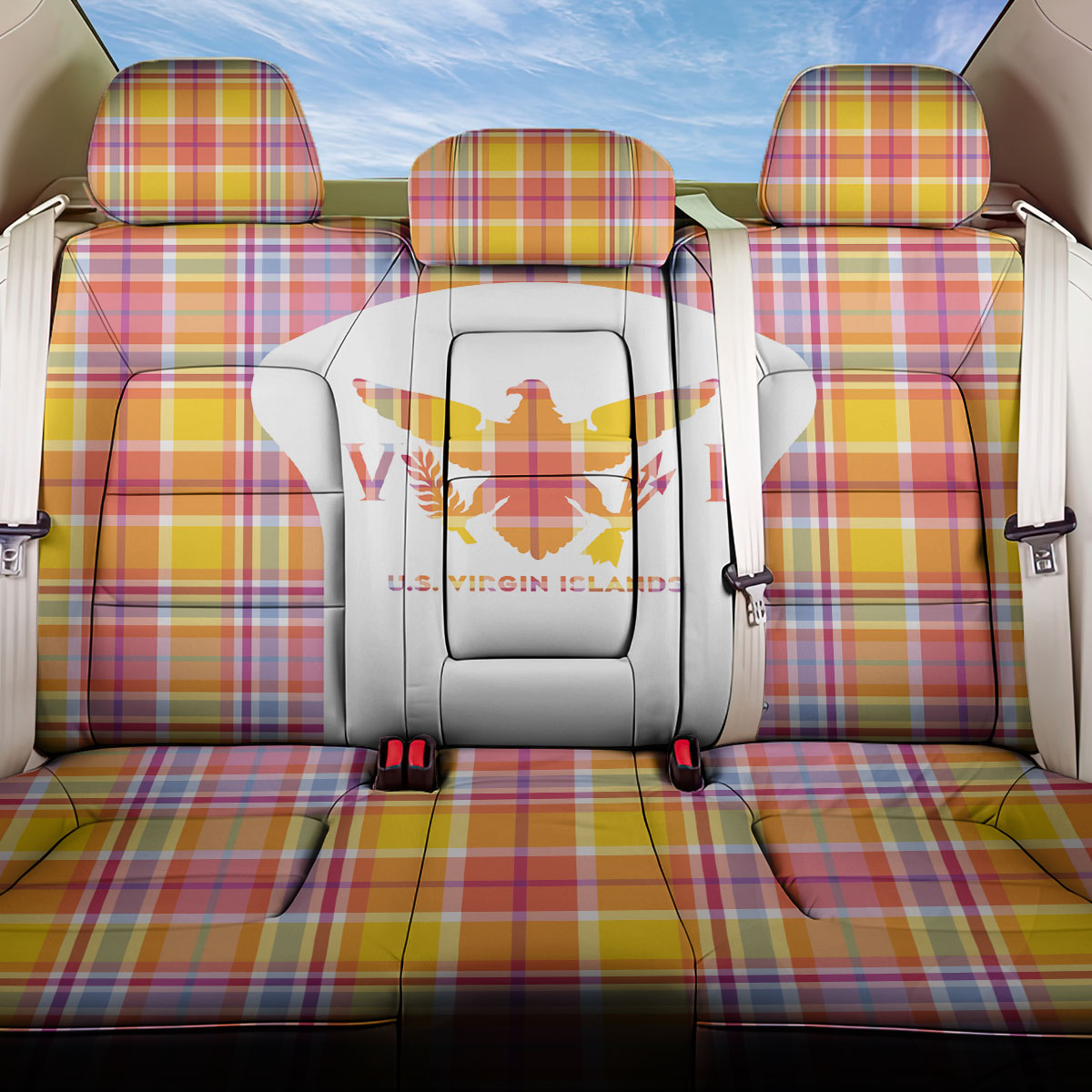 US Virgin Islands Back Car Seat Cover Eagle Madras Pattern