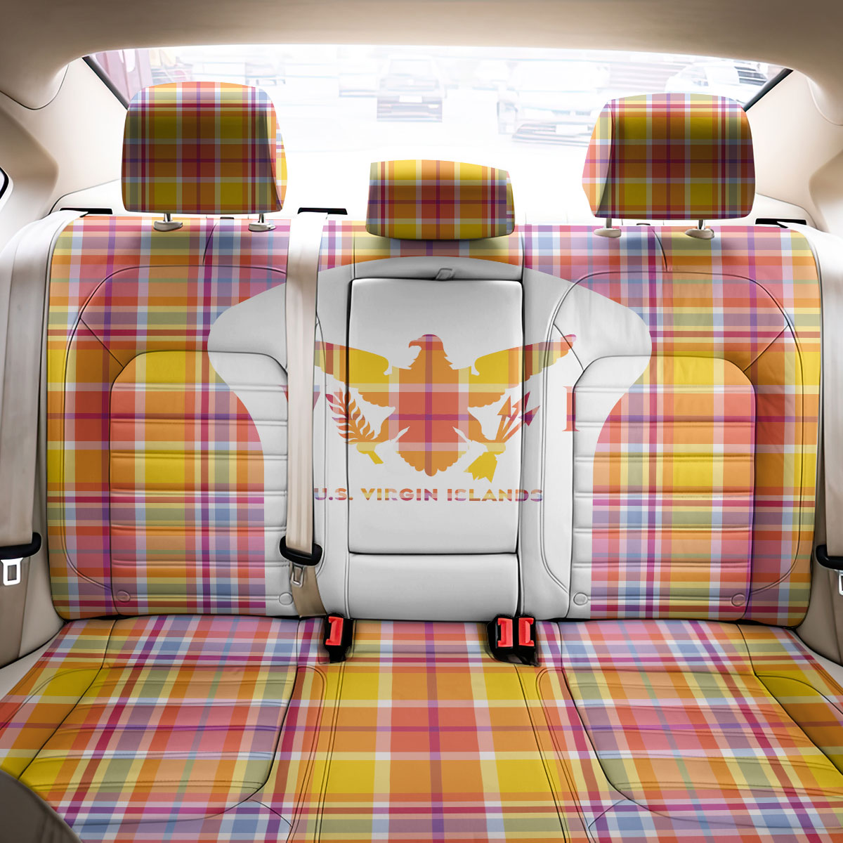 US Virgin Islands Back Car Seat Cover Eagle Madras Pattern
