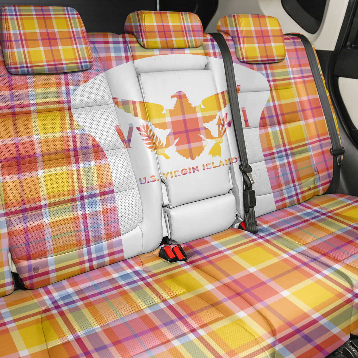 US Virgin Islands Back Car Seat Cover Eagle Madras Pattern