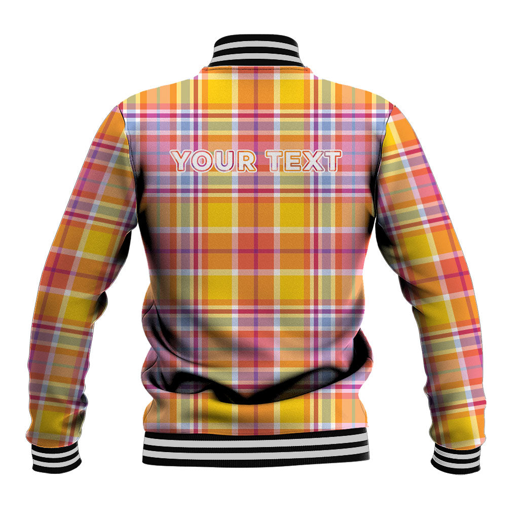 Personalized US Virgin Islands Baseball Jacket Eagle Madras Pattern
