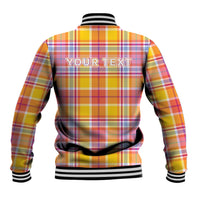 Personalized US Virgin Islands Baseball Jacket Eagle Madras Pattern