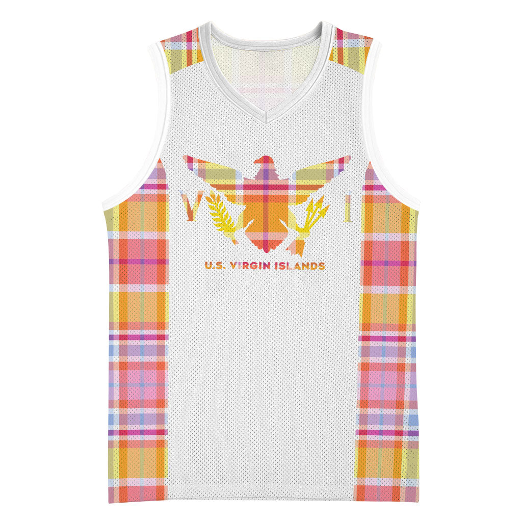 Personalized US Virgin Islands Basketball Jersey Eagle Madras Pattern