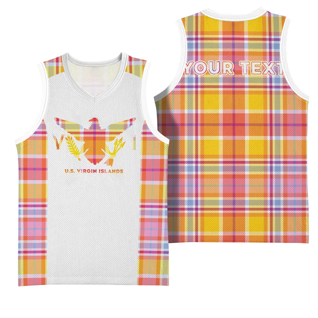 Personalized US Virgin Islands Basketball Jersey Eagle Madras Pattern