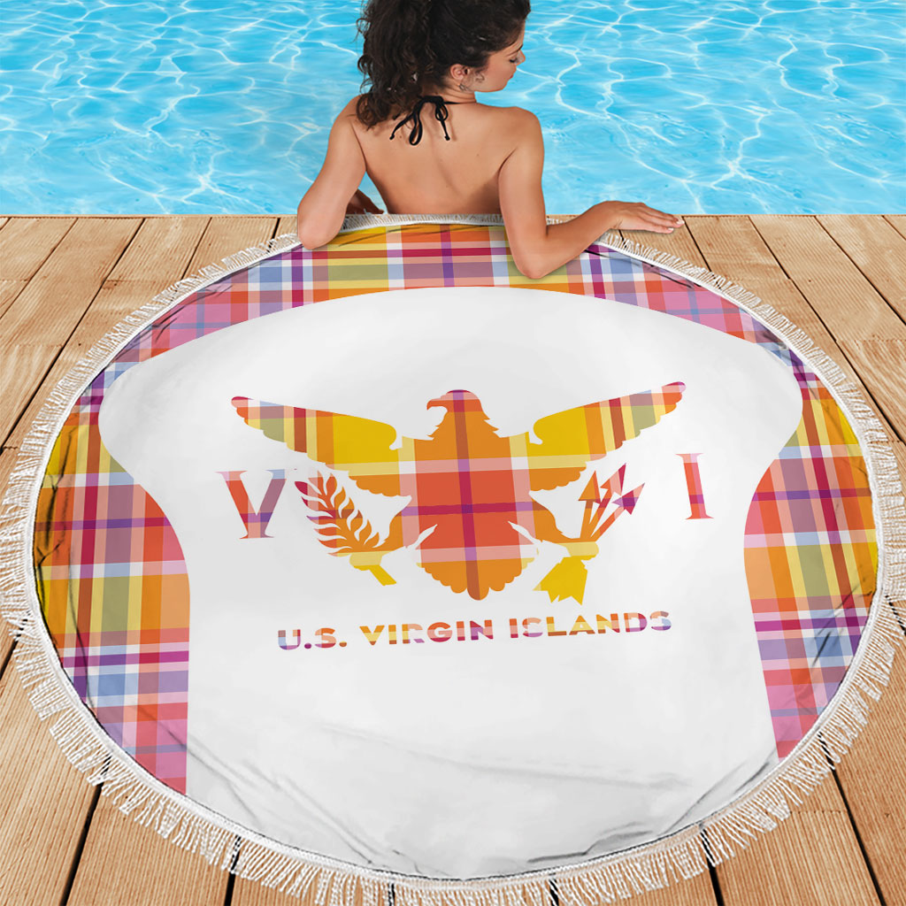 US Virgin Islands Beach Blanket Eagle Madras Pattern