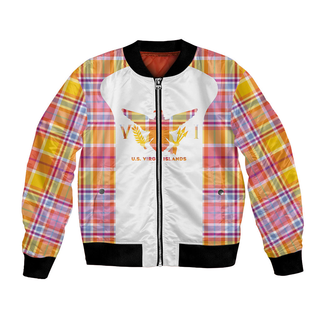 Personalized US Virgin Islands Bomber Jacket Eagle Madras Pattern