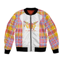 Personalized US Virgin Islands Bomber Jacket Eagle Madras Pattern