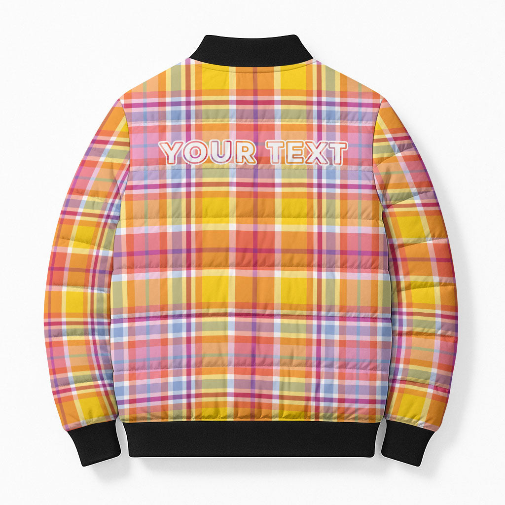 Personalized US Virgin Islands Bomber Puffer Jacket Eagle Madras Pattern