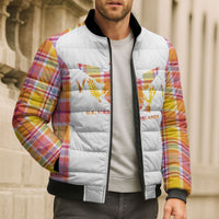 Personalized US Virgin Islands Bomber Puffer Jacket Eagle Madras Pattern