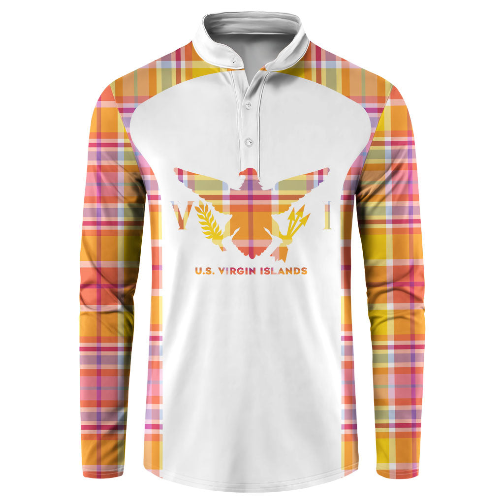 Personalized US Virgin Islands Button Sweatshirt Eagle Madras Pattern