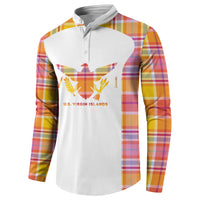 Personalized US Virgin Islands Button Sweatshirt Eagle Madras Pattern
