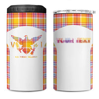 Personalized US Virgin Islands 4 in 1 Can Cooler Tumbler Eagle Madras Pattern