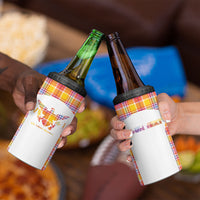 Personalized US Virgin Islands 4 in 1 Can Cooler Tumbler Eagle Madras Pattern