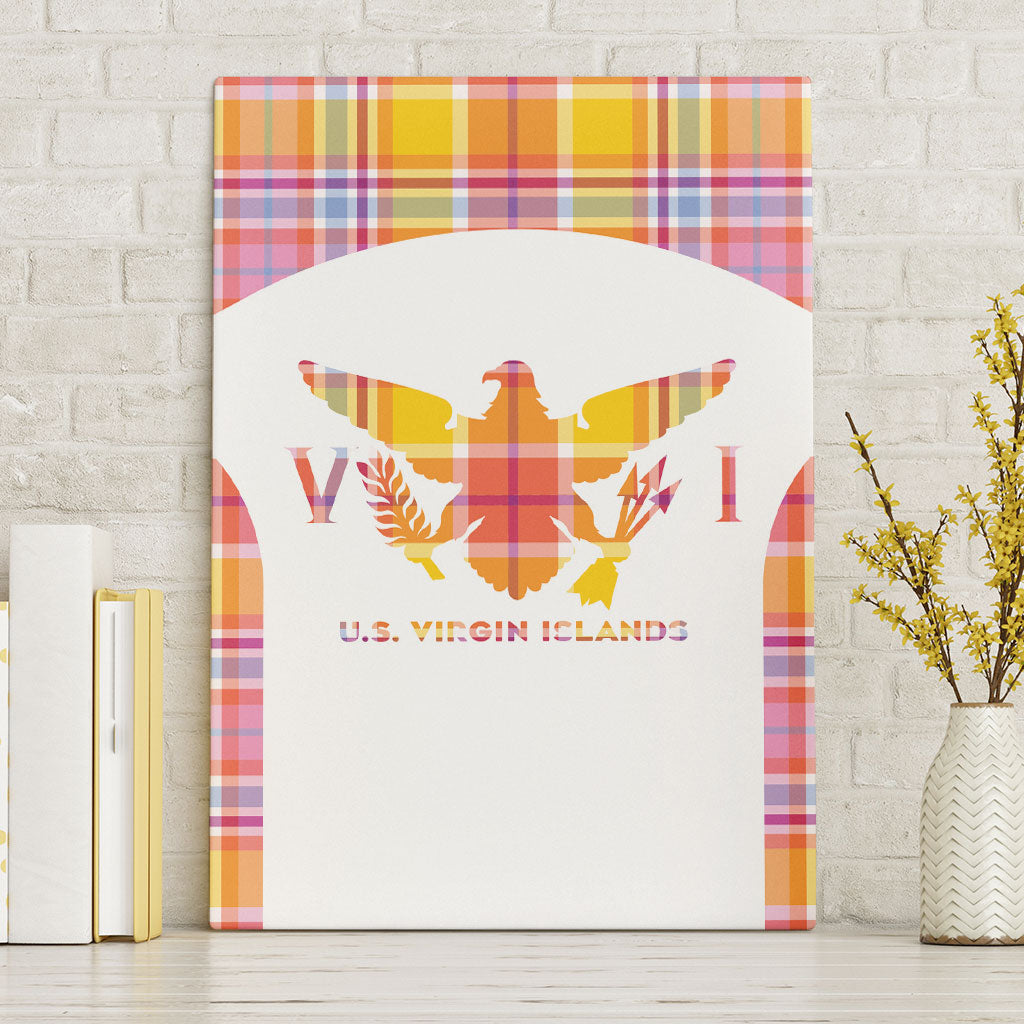 US Virgin Islands Canvas Wall Art Eagle Madras Pattern