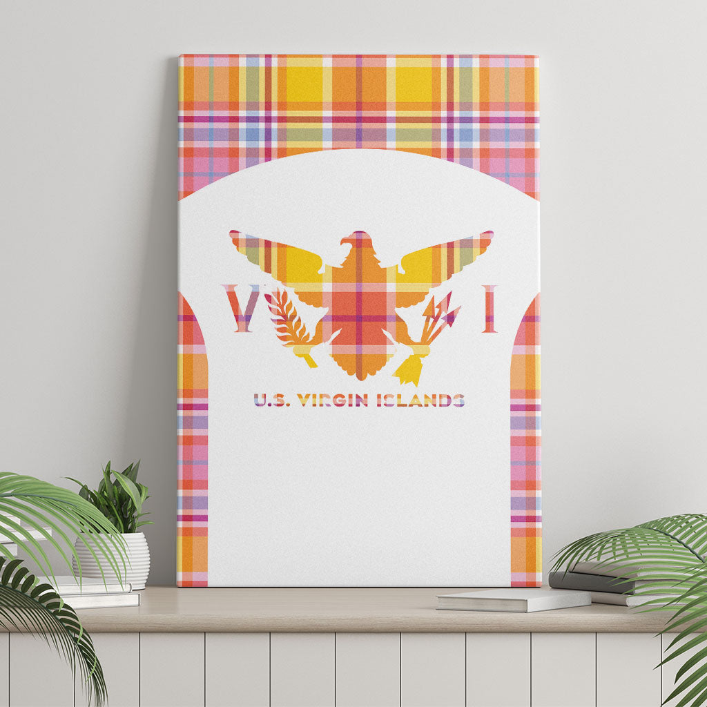US Virgin Islands Canvas Wall Art Eagle Madras Pattern