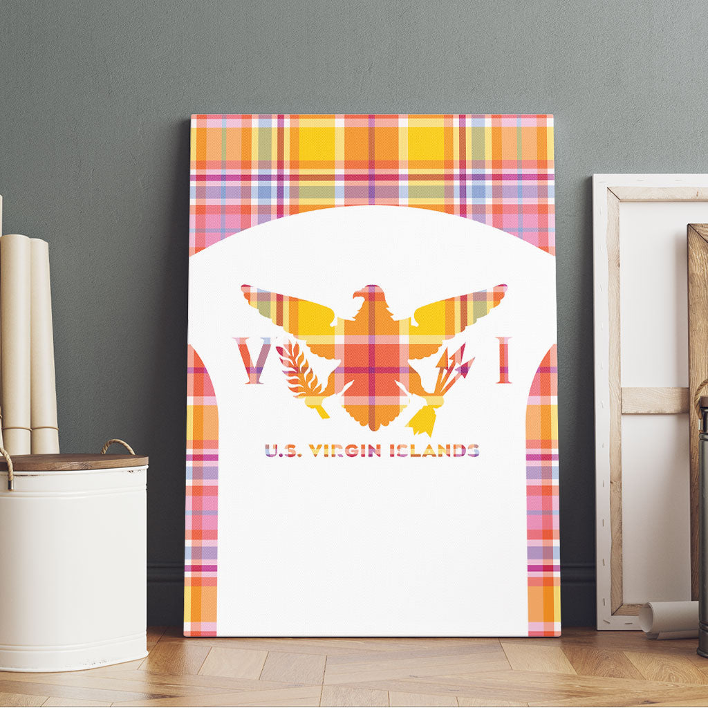 US Virgin Islands Canvas Wall Art Eagle Madras Pattern