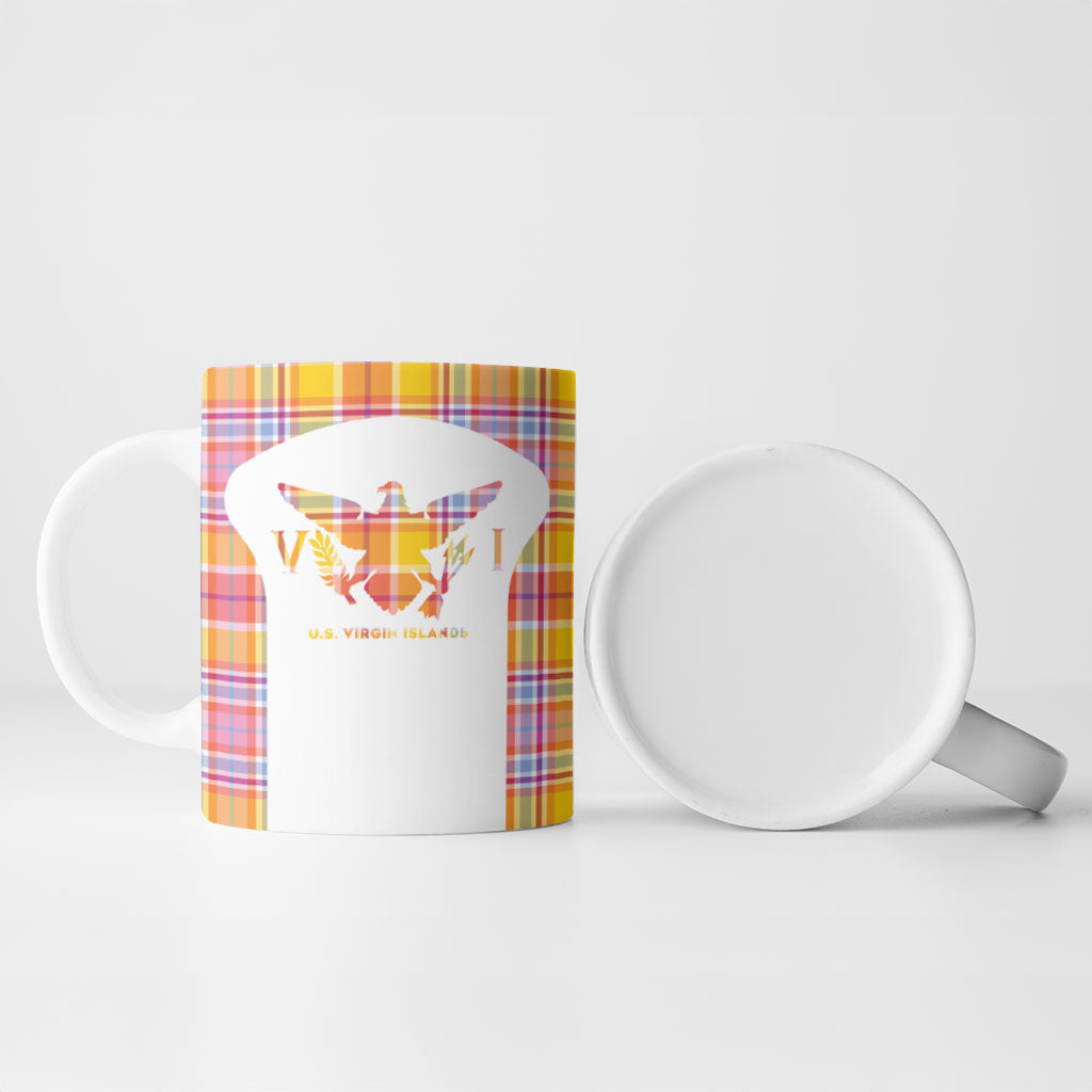 Personalized US Virgin Islands Ceramic Mug Eagle Madras Pattern