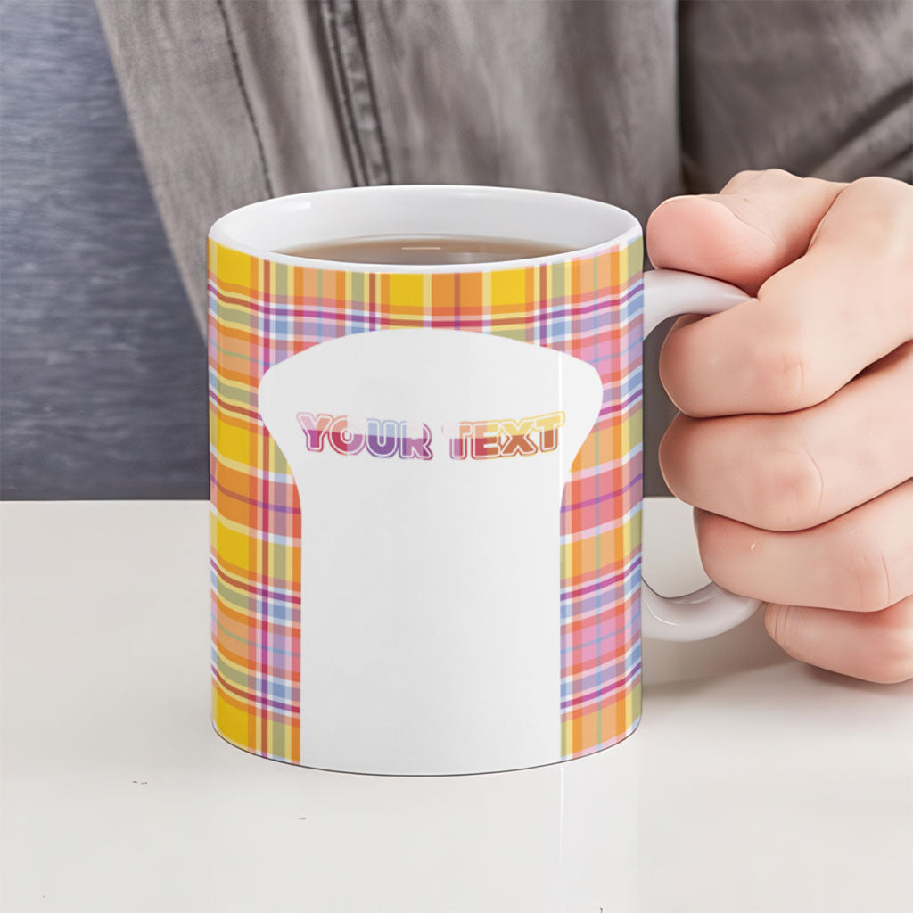 Personalized US Virgin Islands Ceramic Mug Eagle Madras Pattern
