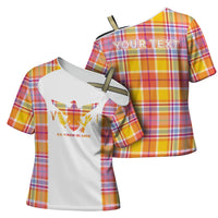 Personalized US Virgin Islands Cross Shoulder Shirt Eagle Madras Pattern