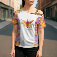 Personalized US Virgin Islands Cross Shoulder Shirt Eagle Madras Pattern