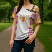 Personalized US Virgin Islands Cross Shoulder Shirt Eagle Madras Pattern