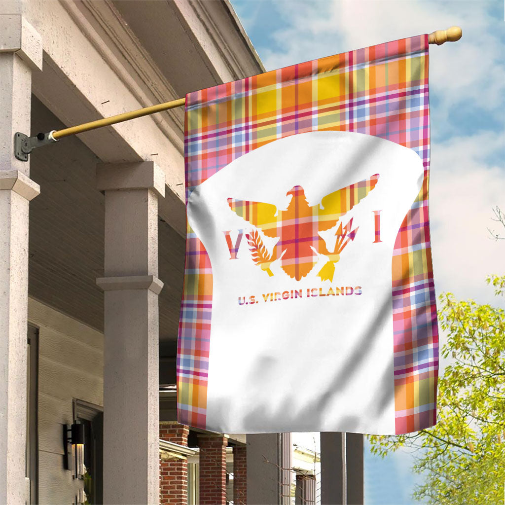 US Virgin Islands Garden Flag Eagle Madras Pattern