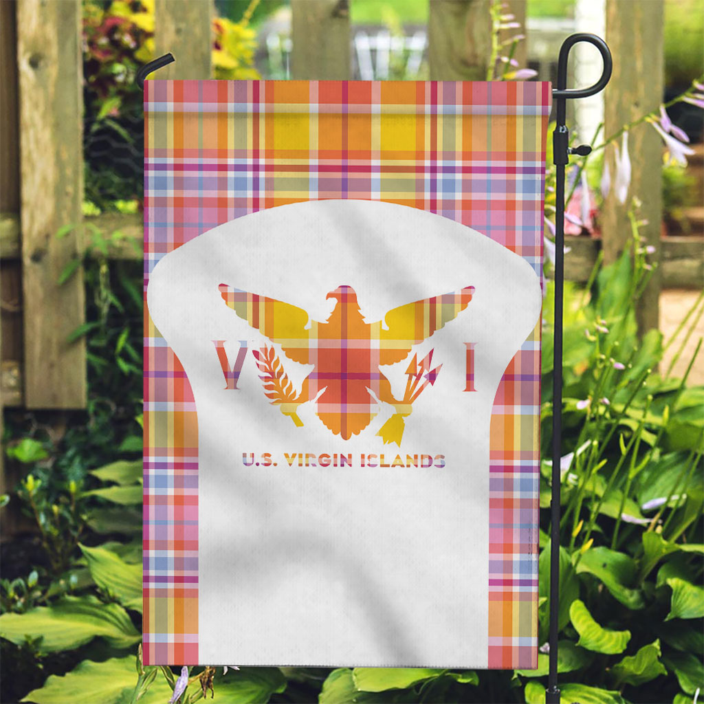 US Virgin Islands Garden Flag Eagle Madras Pattern
