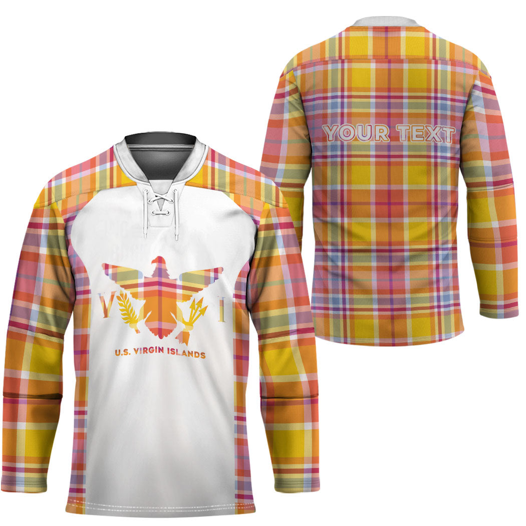 Personalized US Virgin Islands Hockey Jersey Eagle Madras Pattern