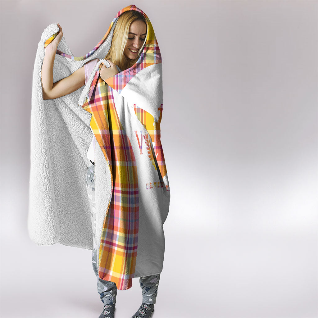 US Virgin Islands Hooded Blanket Eagle Madras Pattern