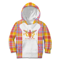Personalized US Virgin Islands Kid Hoodie Eagle Madras Pattern