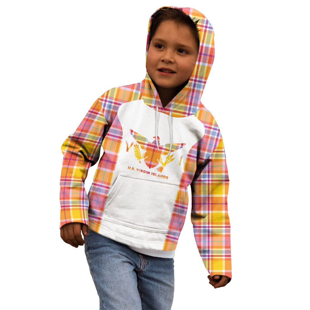 Personalized US Virgin Islands Kid Hoodie Eagle Madras Pattern