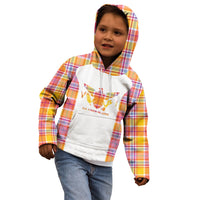 Personalized US Virgin Islands Kid Hoodie Eagle Madras Pattern