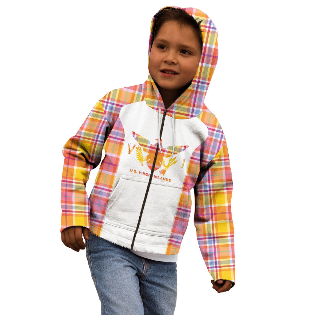 Personalized US Virgin Islands Kid Hoodie Eagle Madras Pattern