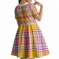 Personalized US Virgin Islands Kid Short Sleeve Dress Eagle Madras Pattern