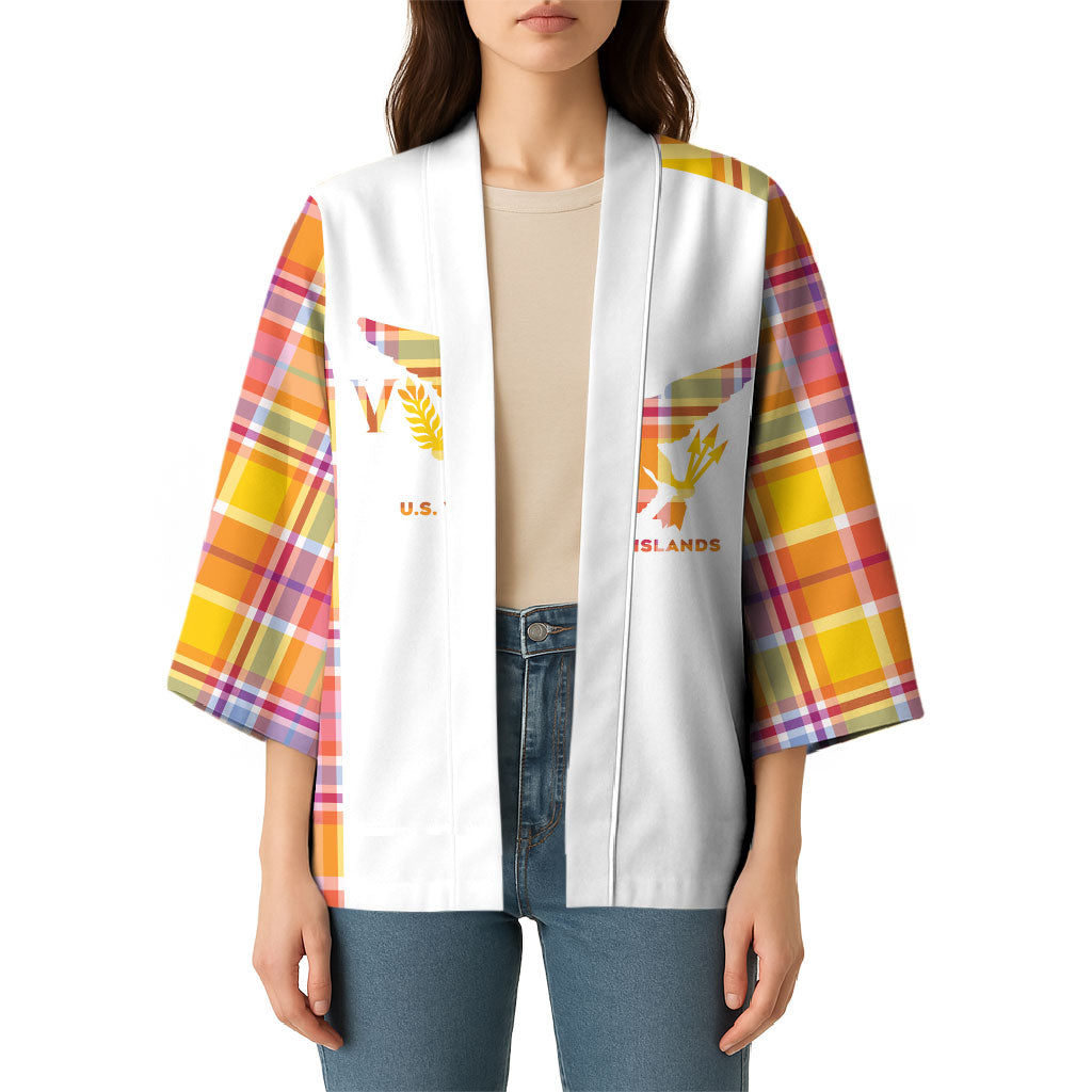 Personalized US Virgin Islands Kimono Eagle Madras Pattern