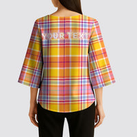 Personalized US Virgin Islands Kimono Sleeve Blouse Eagle Madras Pattern