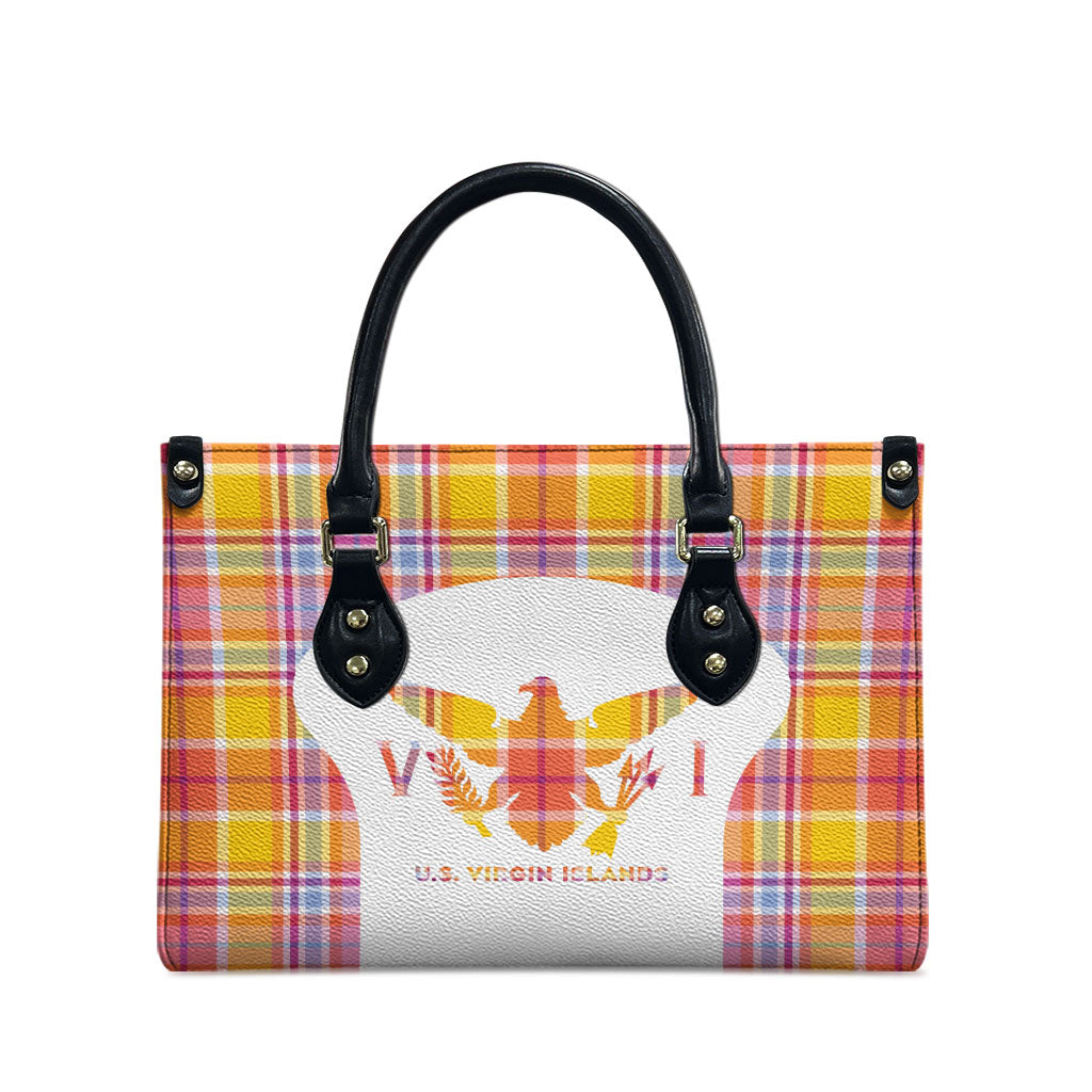 US Virgin Islands Leather Bag Eagle Madras Pattern