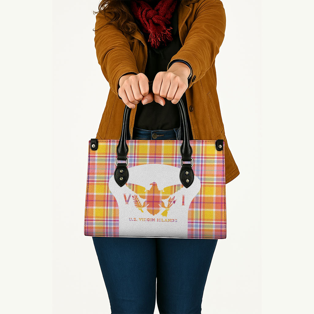 US Virgin Islands Leather Bag Eagle Madras Pattern