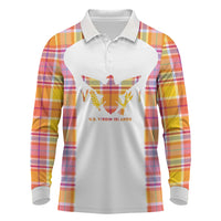 Personalized US Virgin Islands Long Sleeve Polo Shirt Eagle Madras Pattern
