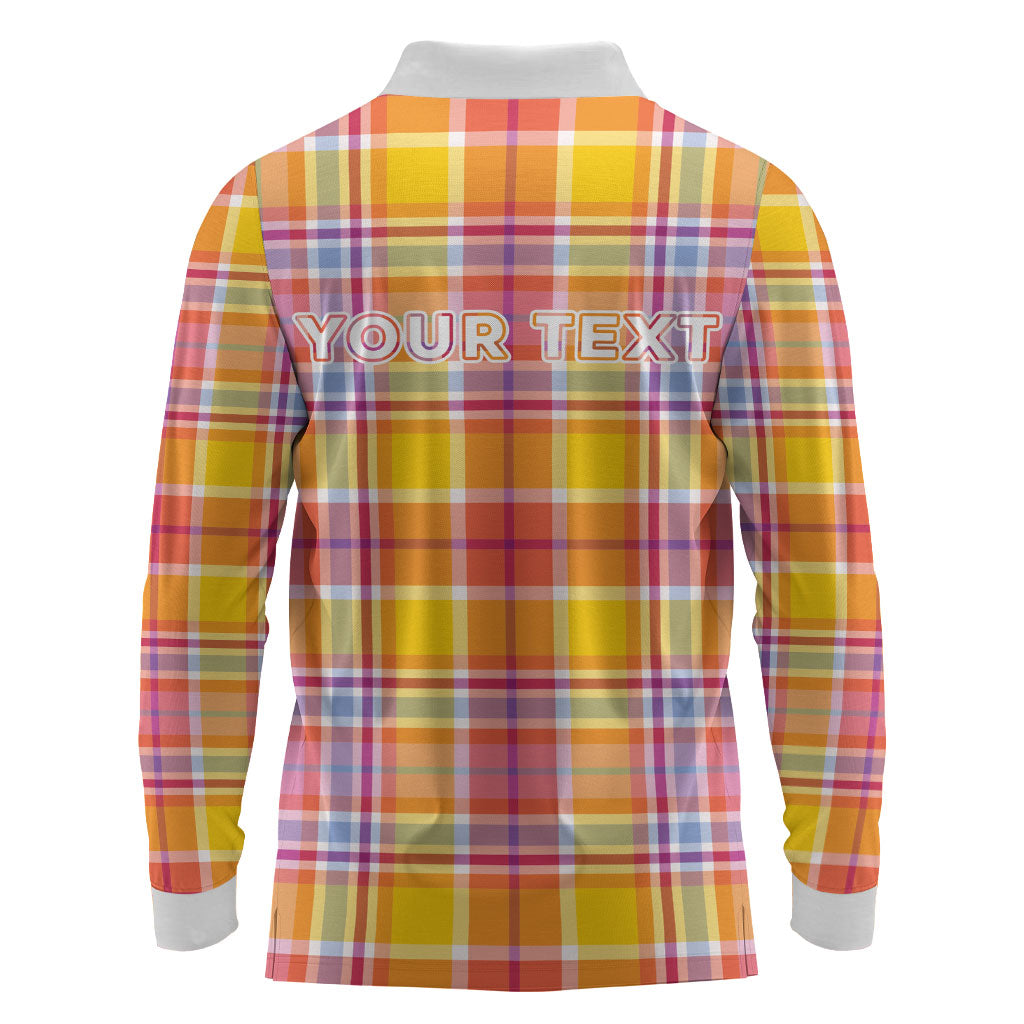 Personalized US Virgin Islands Long Sleeve Polo Shirt Eagle Madras Pattern