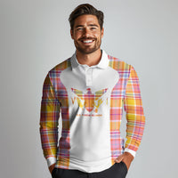 Personalized US Virgin Islands Long Sleeve Polo Shirt Eagle Madras Pattern