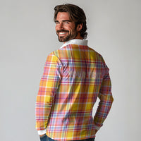 Personalized US Virgin Islands Long Sleeve Polo Shirt Eagle Madras Pattern