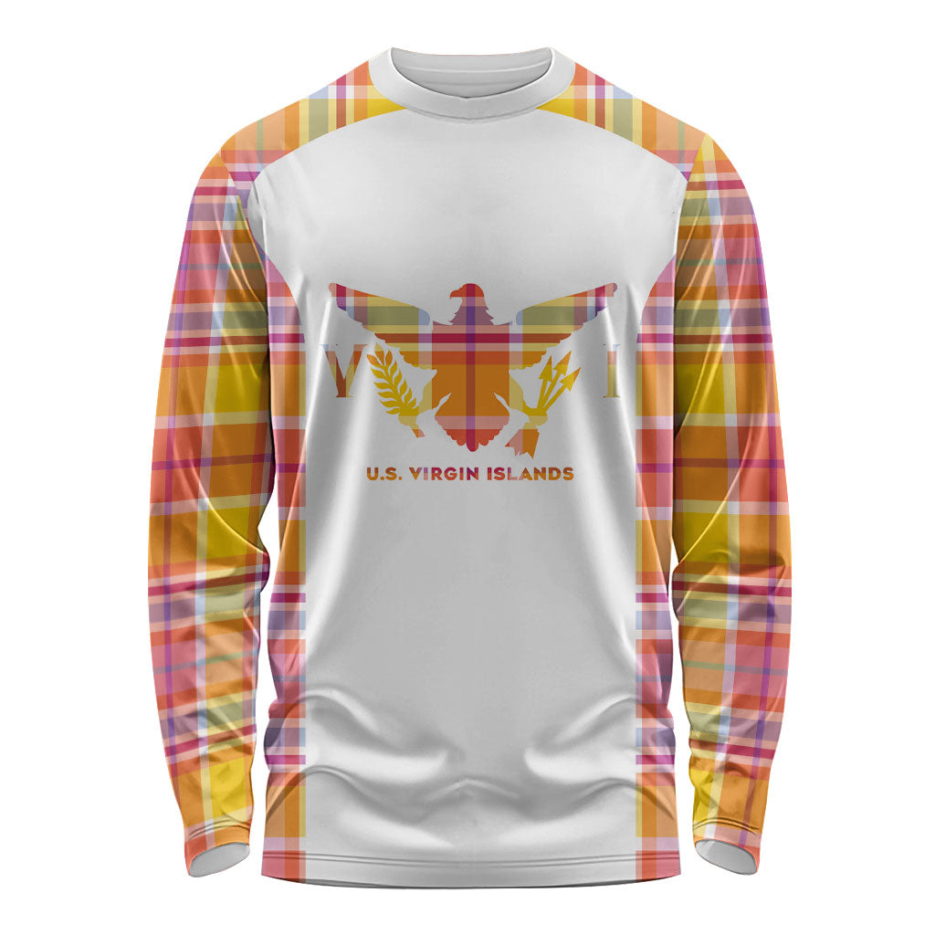 Personalized US Virgin Islands Long Sleeve Shirt Eagle Madras Pattern