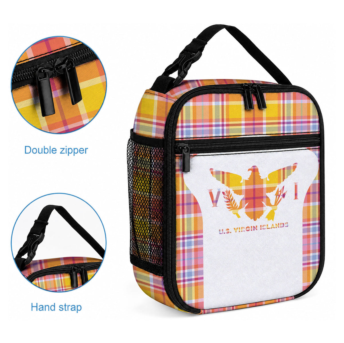 US Virgin Islands Lunch Bag Eagle Madras Pattern
