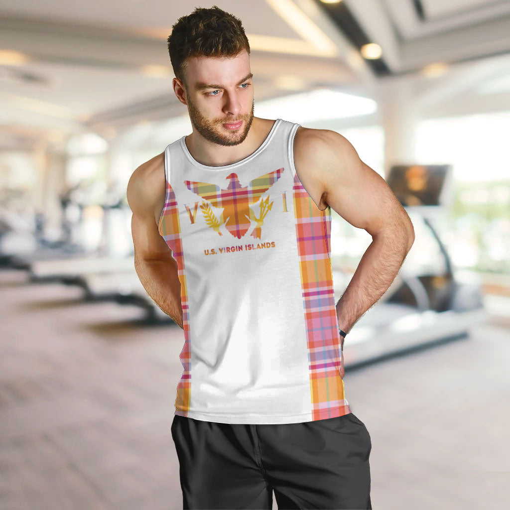 Personalized US Virgin Islands Men Tank Top Eagle Madras Pattern