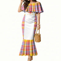 Personalized US Virgin Islands Mermaid Dress Eagle Madras Pattern